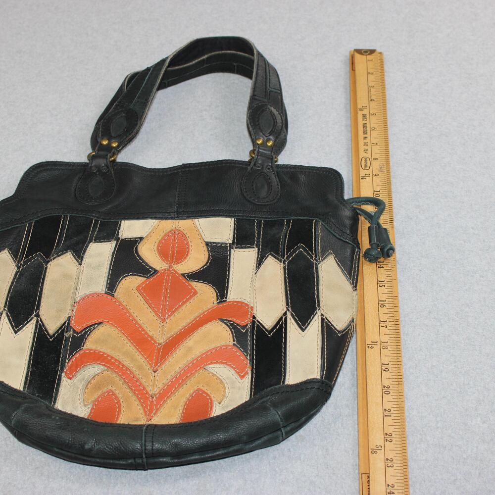 Lucky Brand Patchwork Bucket Purse Women Medium Leather Suede Boho Y2K READ - Picture 13 of 15